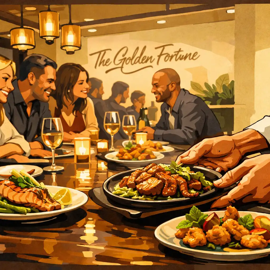 Chef-led plates arriving at a warmly lit dining table